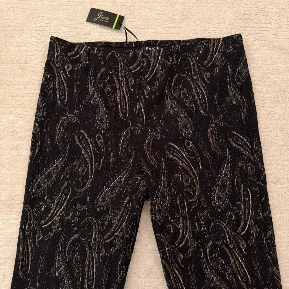 JEnvie New York Black Paisley Jacquard Pants Size 10 Made in USA Quiet Luxury - Picture 6 of 11